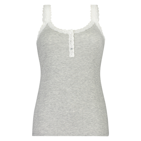 Singlet top cami rib lace, Grau