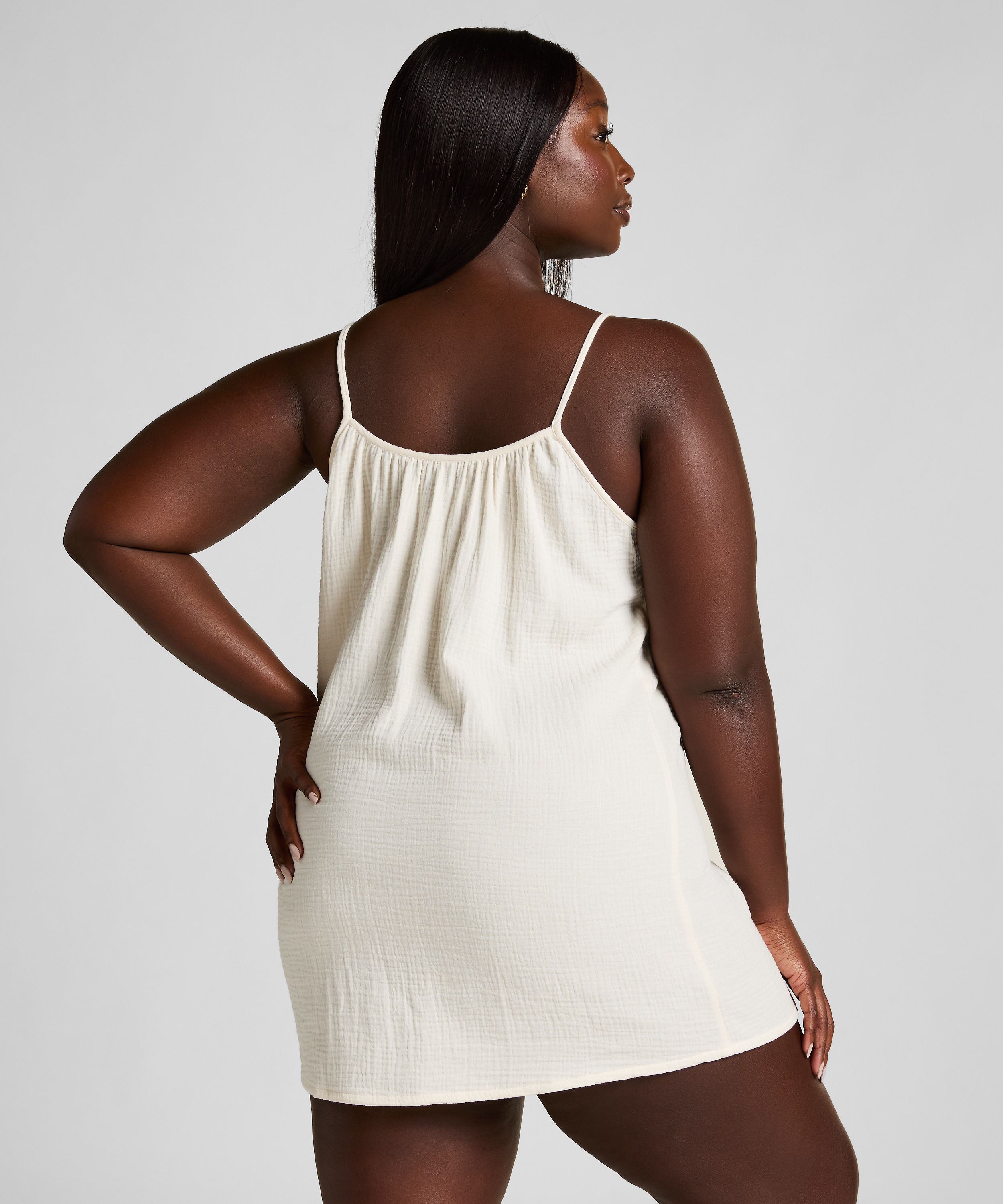 Musselin-Slipdress, Weiß, main