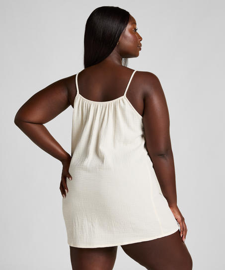 Musselin-Slipdress, Weiß