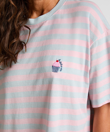 Nachthemd mit Rundhalsausschnitt, Blau