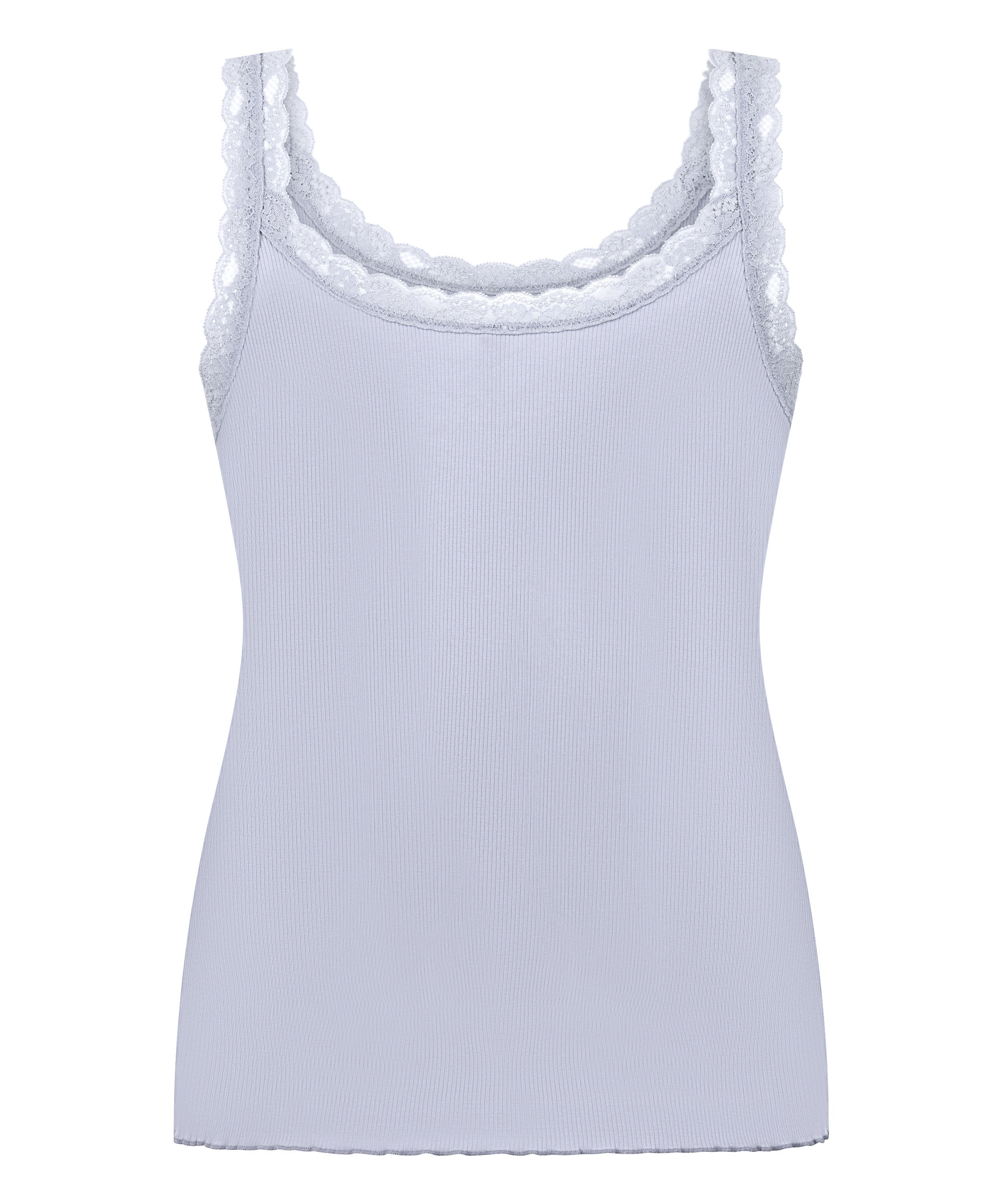 Rippjersey-Top mit Spitze, Lila, main