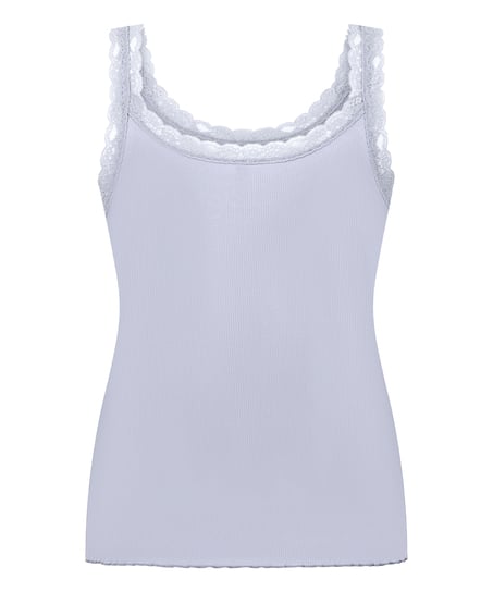 Rippjersey-Top mit Spitze, Lila