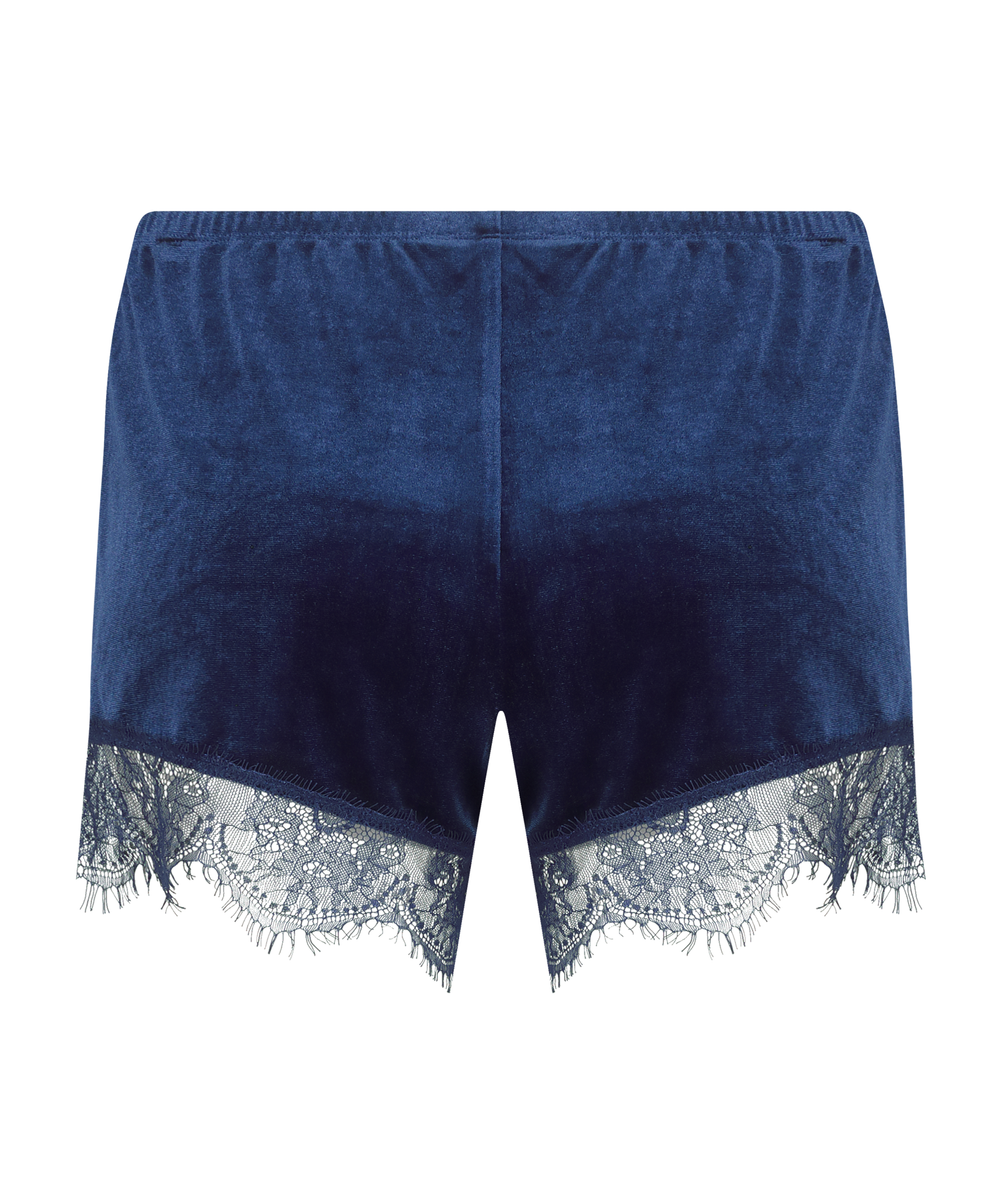 Gl&auml;nzende Velours-Spitzen-Shorts, Blau, main
