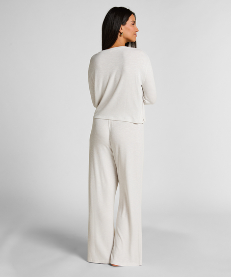 Langärmeliges Pyjamatop, Beige