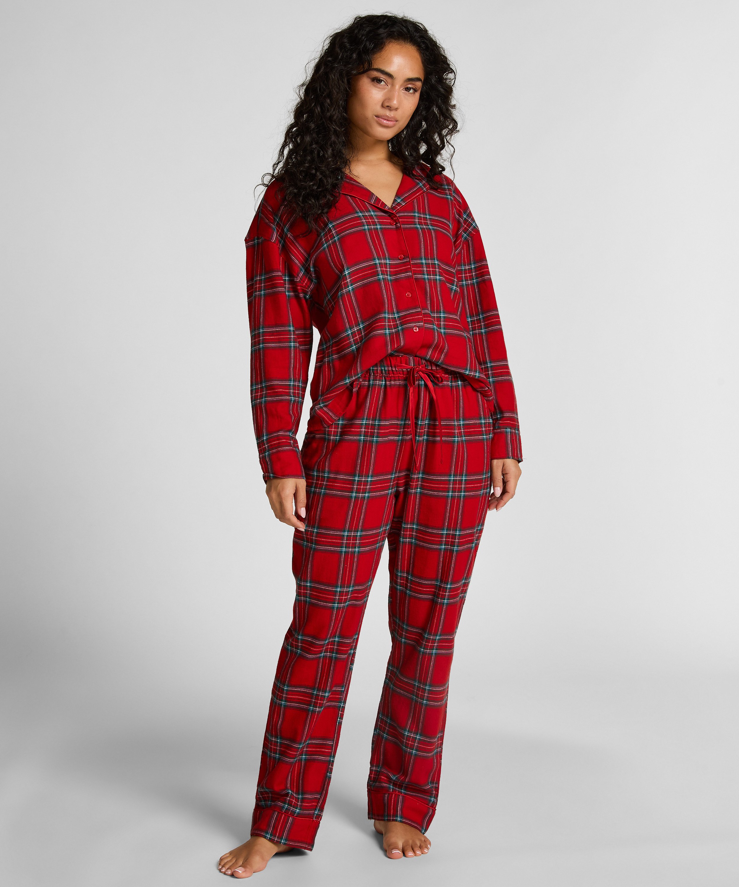 Pyjamahose aus Flanell, Rot, main