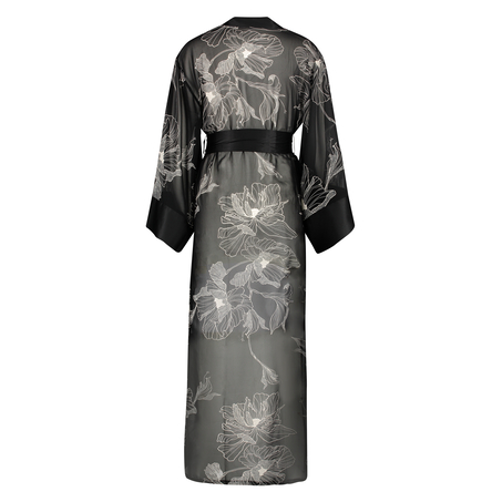 Kimono langer Chiffon-Lotus, Schwarz