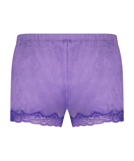 Shorts aus Velours mit Spitze, Lila