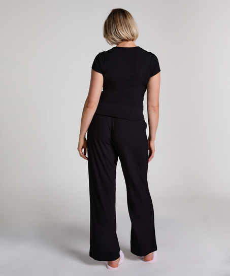 Pyjama-Top Rib Essential, Schwarz