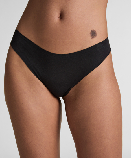 String invisible en coton, Noir