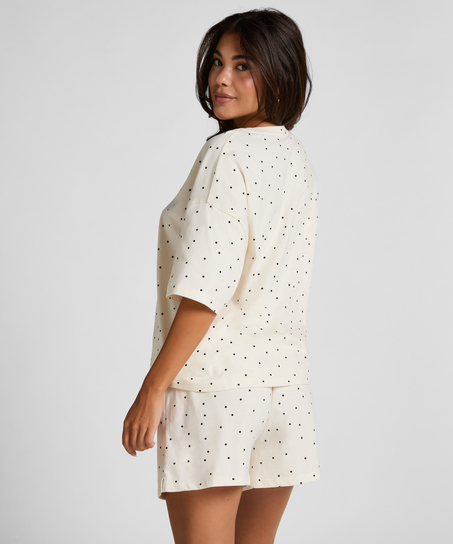 Pyjama-Set Baumwolljersey Kurz, Weiß