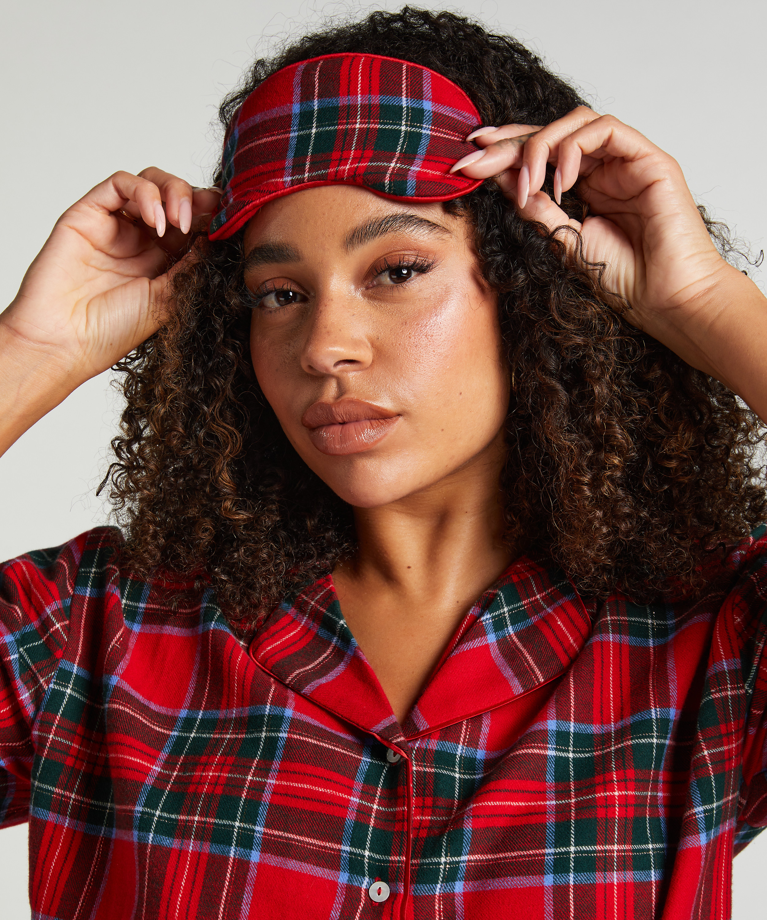 Schlafmaske Flanell, Rot, main