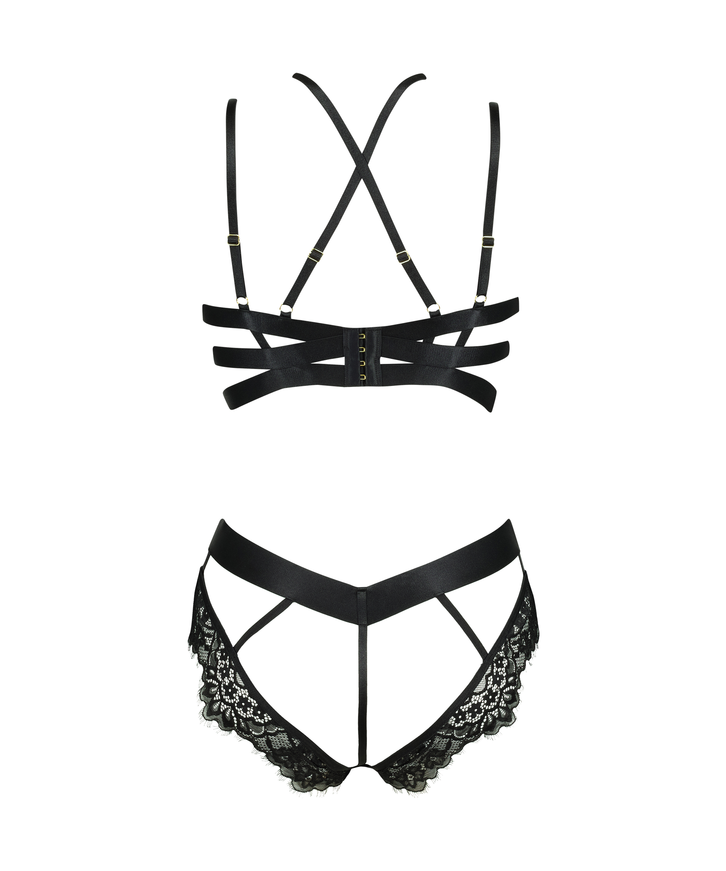 Private Body mit offenem Schritt Flora, Schwarz, main