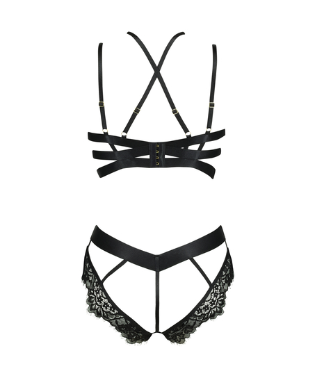 Private Body mit offenem Schritt Flora, Schwarz