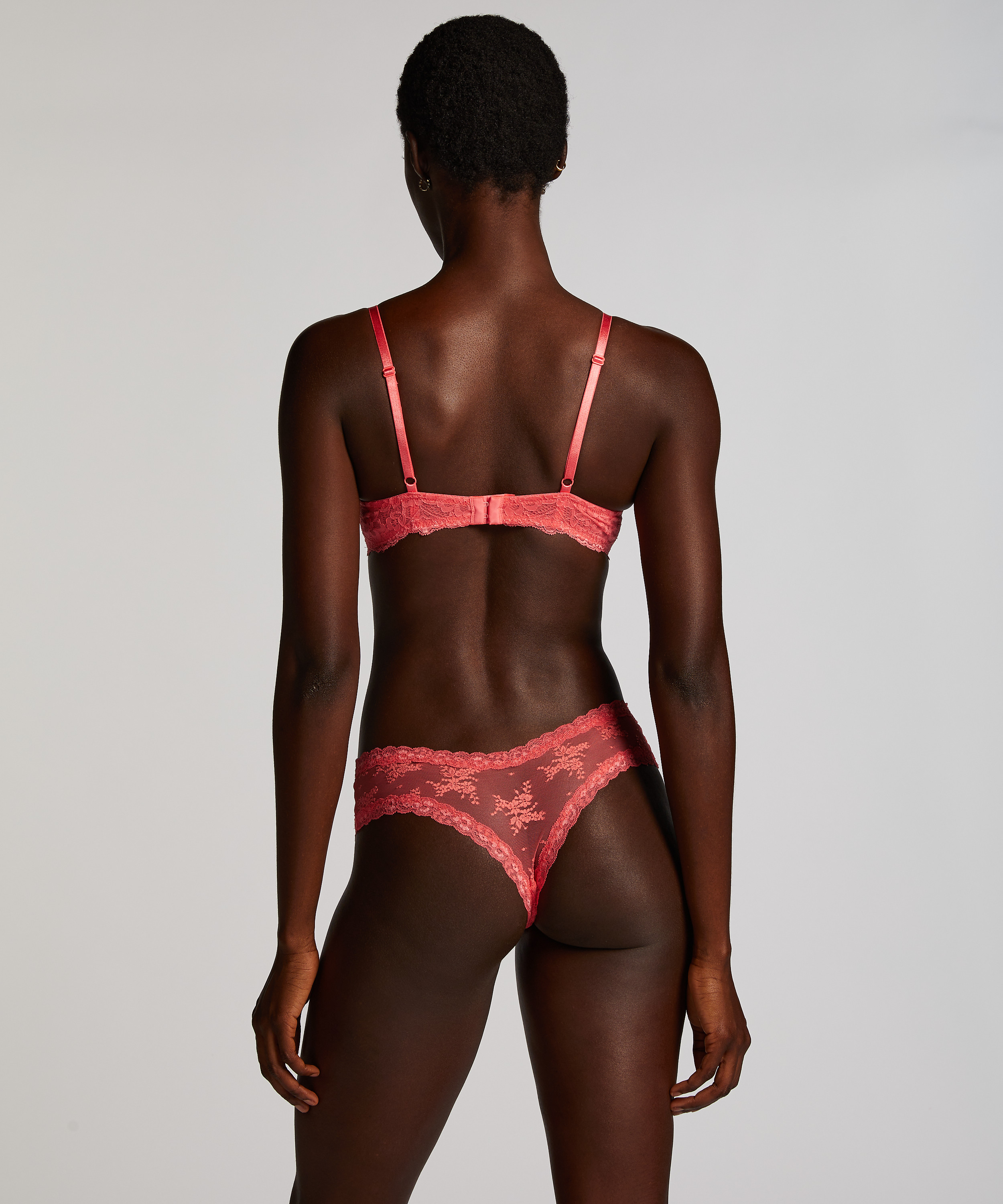 Slip brésilien V-shape mesh, Rose, main