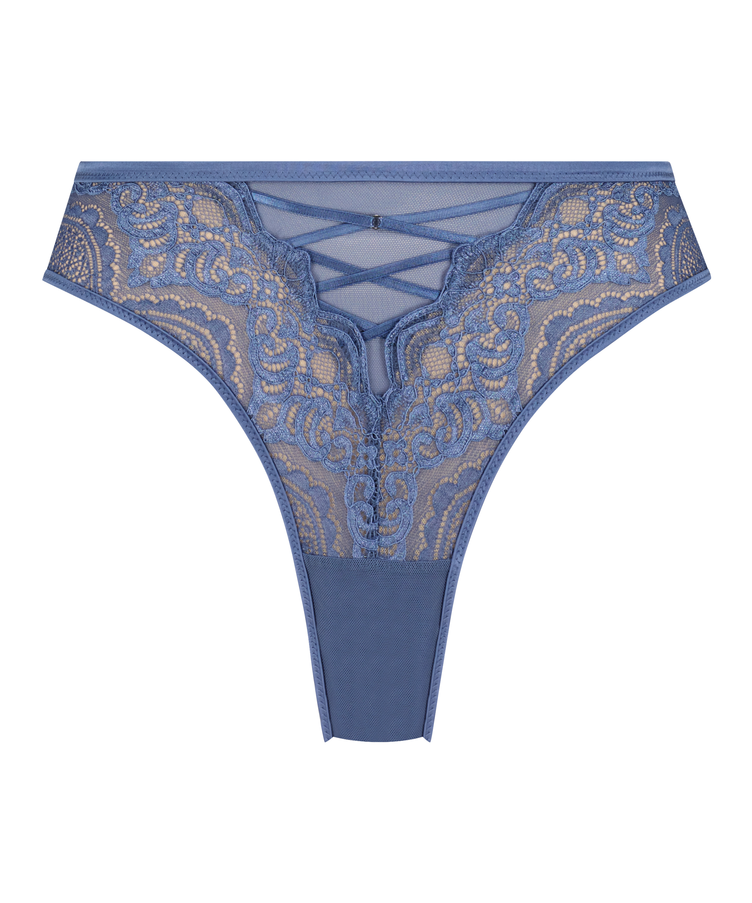 Slip brésilien Lotta, Bleu, main