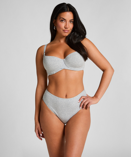 Culotte brésilienne jambe haute coton, Gris