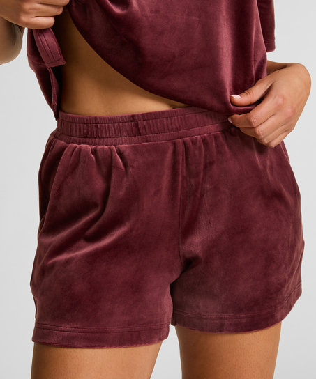 Shorts Velours Pocket, Rot