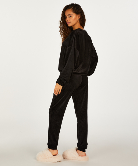 Jogginghose Velours, Schwarz