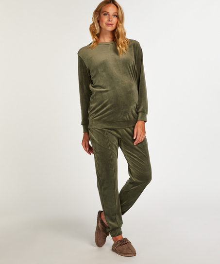 Pantalon de surv&ecirc;tement de maternit&eacute; Velours Pintuck, Vert