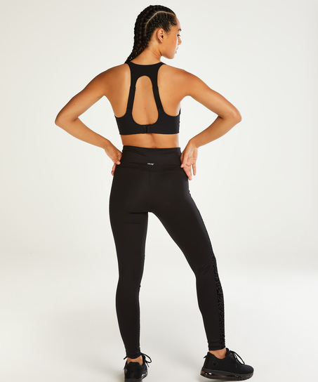 HKMX Sport-Leggings mit hoher Taille Flock, Schwarz
