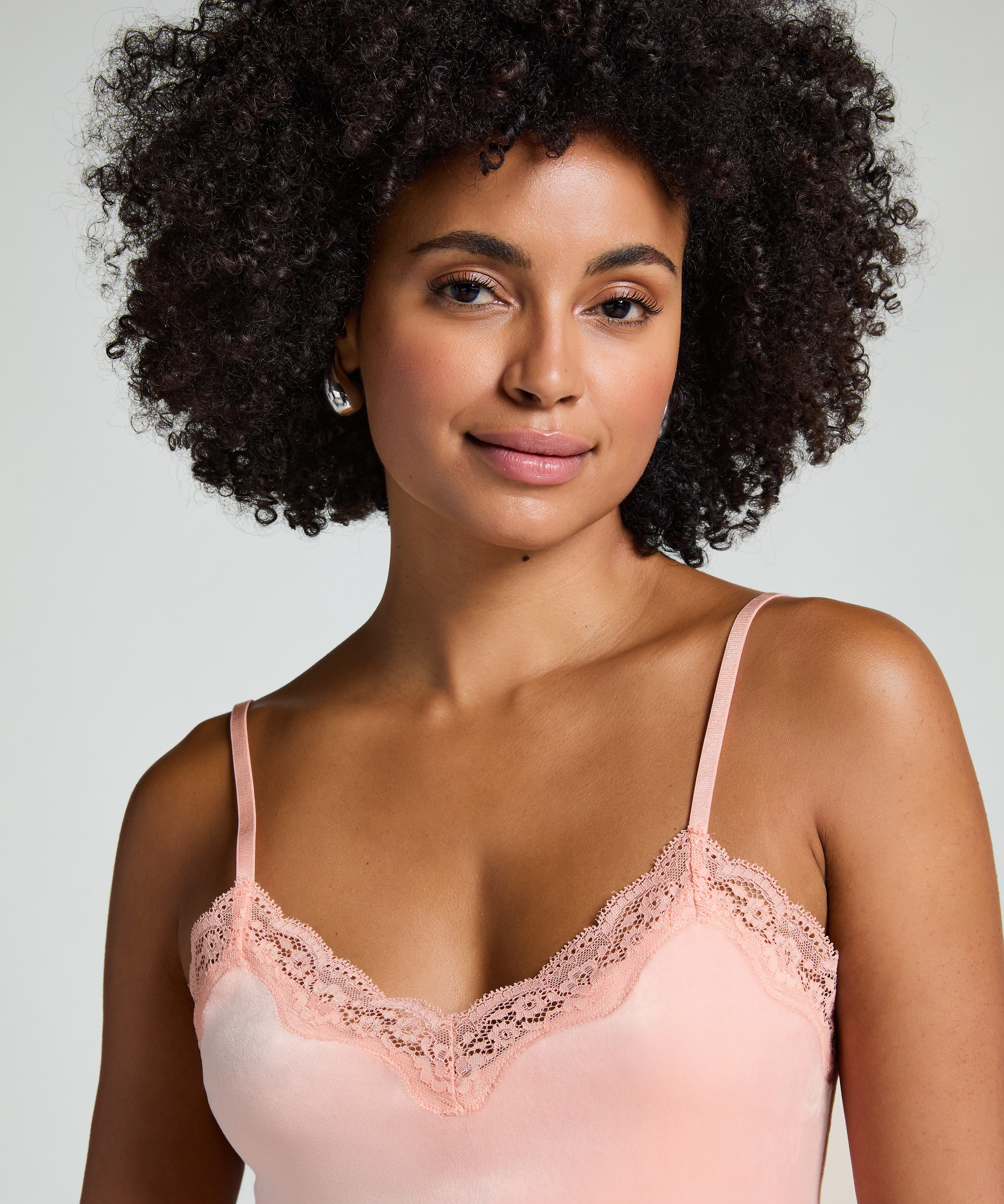 Cami Top Velours Lace, Rose, main