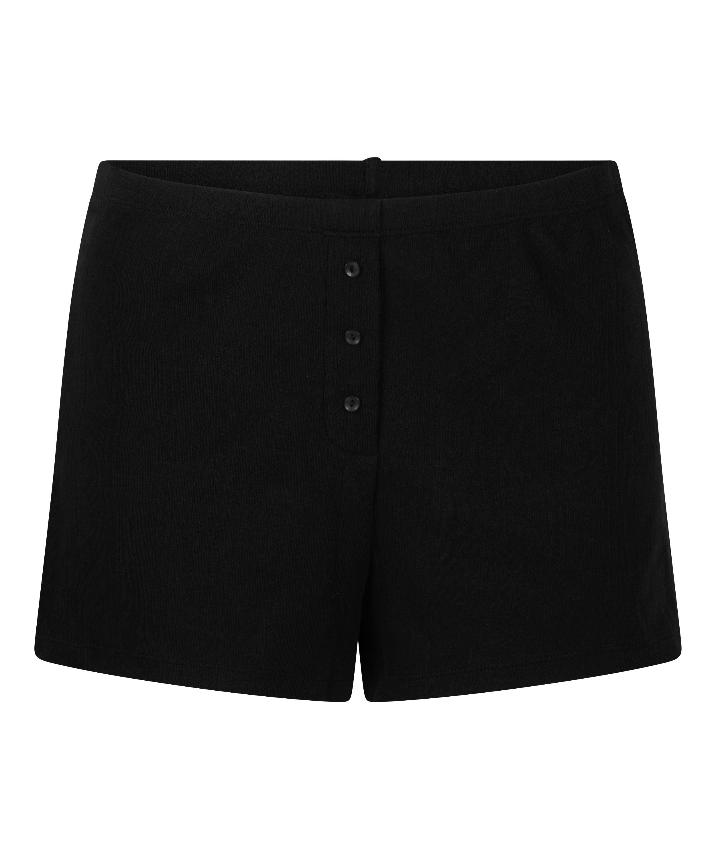 Pointelle-Shorts, Schwarz