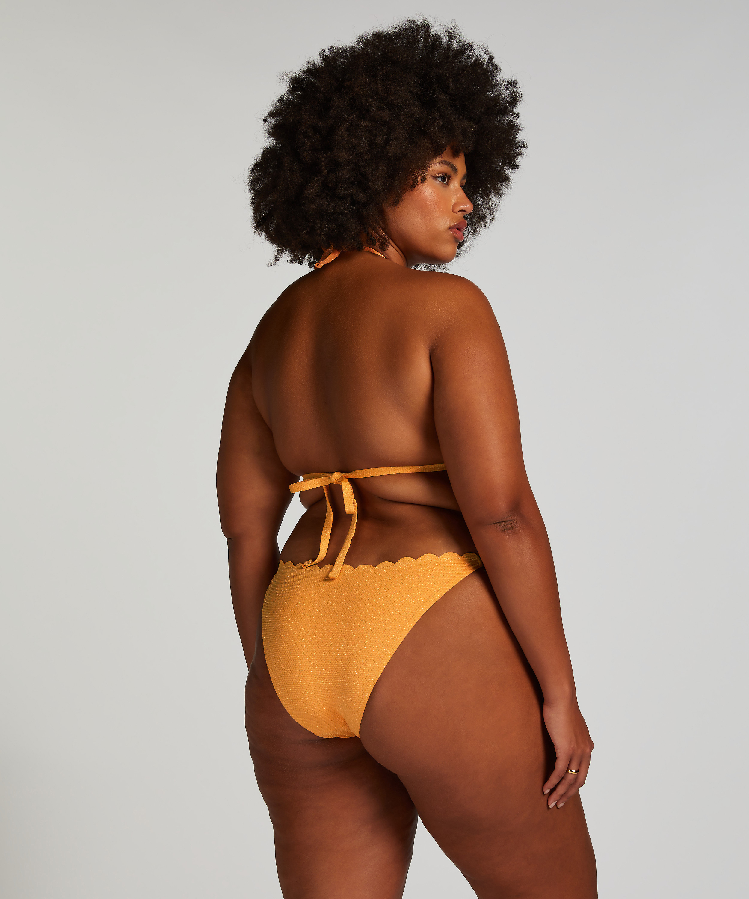 Bikini Slip Cheeky Tanga Scallop Lurex, Orange, main