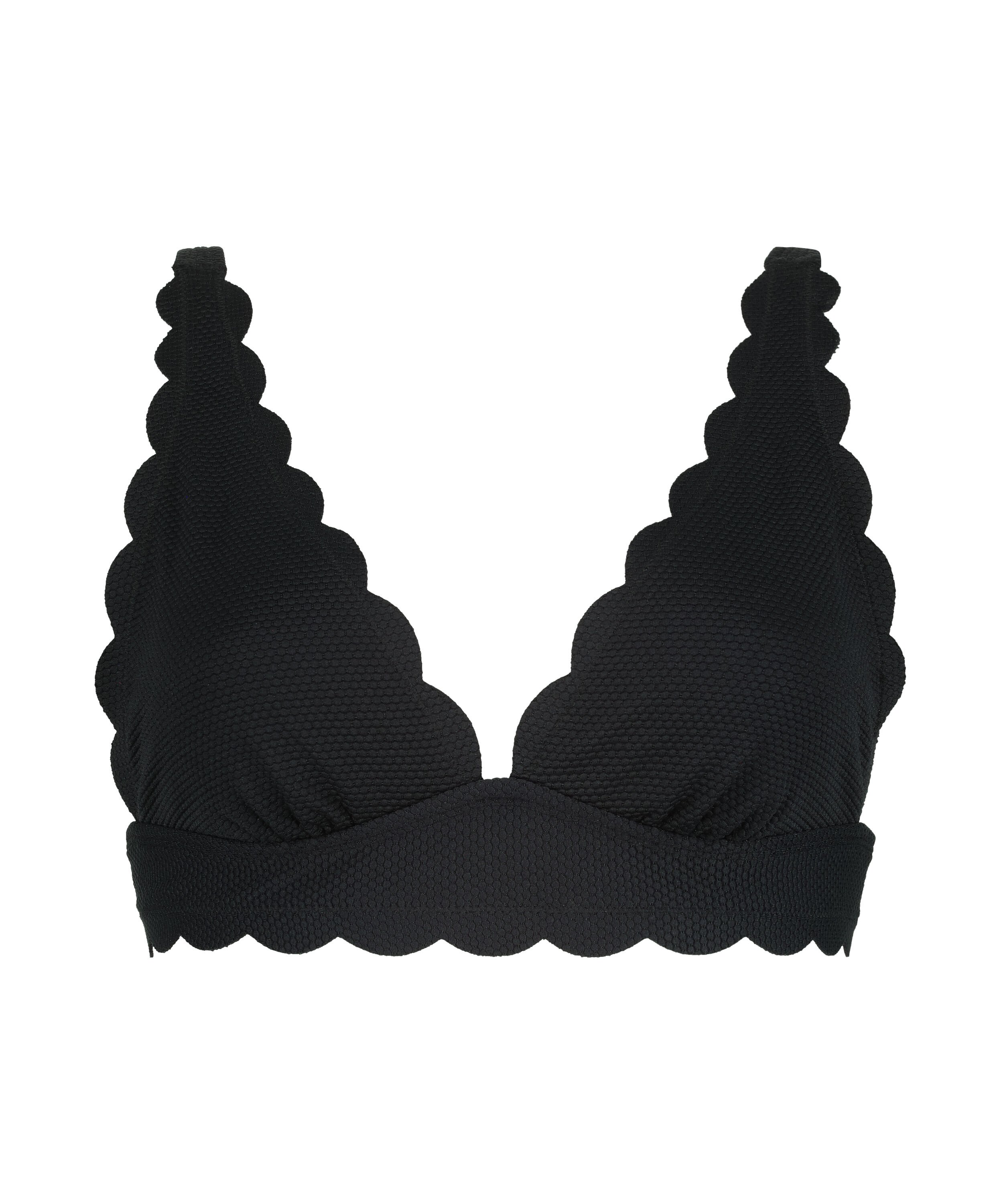 Haut de bikini Triangle Scallop, Noir