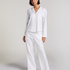 Jacquard Pyjama-Oberteil und Langarm, Weiß