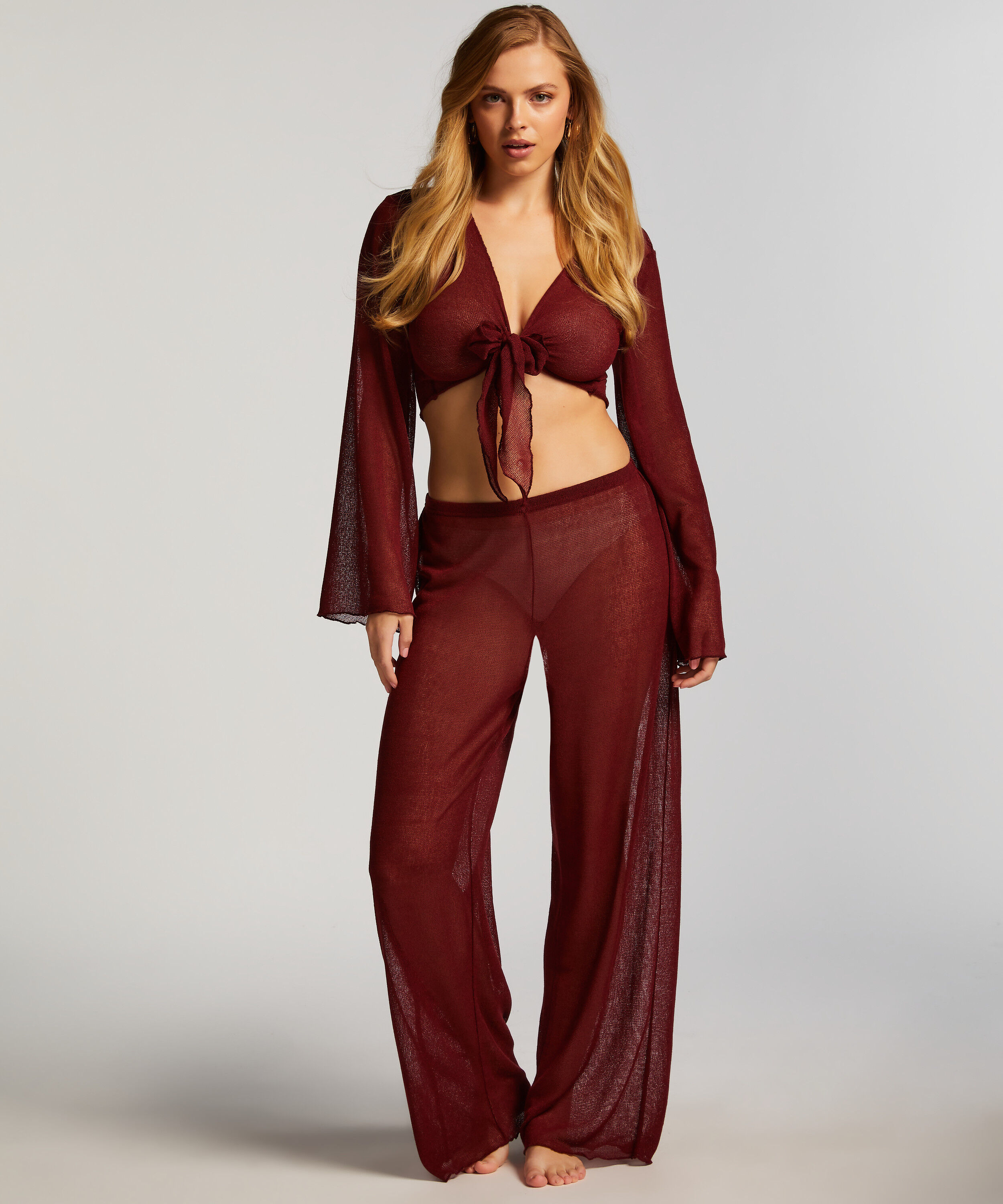 Pantalon de plage en maille ouverte, Rouge