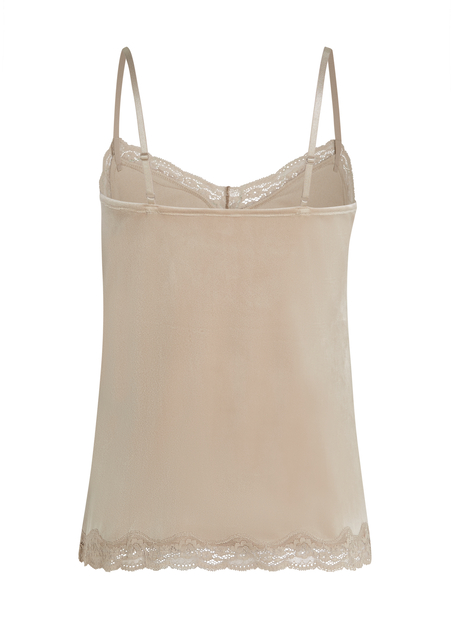 Cami Top Velours Lace, Beige
