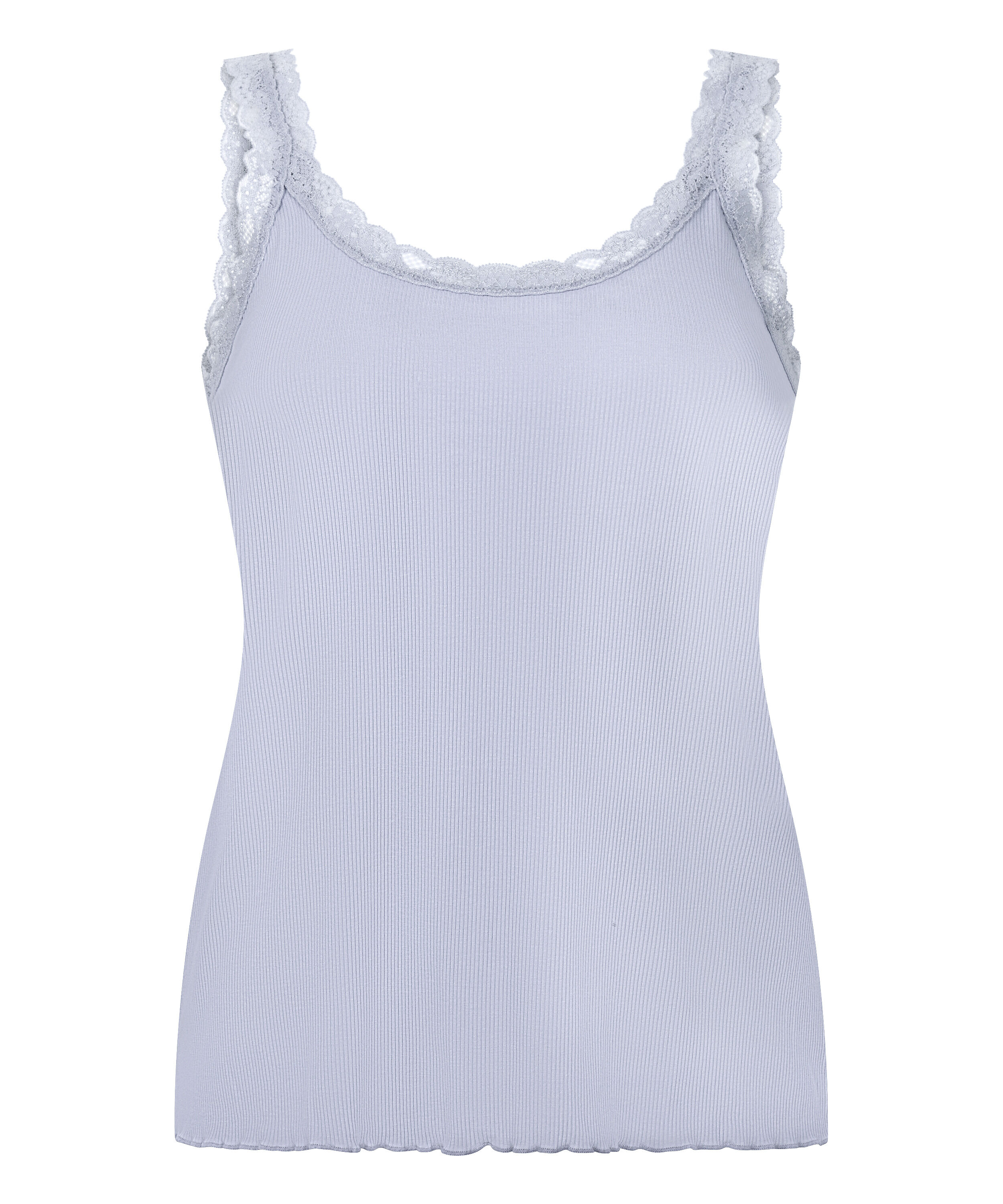 Rippjersey-Top mit Spitze, Lila