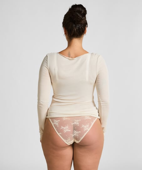 Haut avec cachemire à col bateau super soft, Blanc