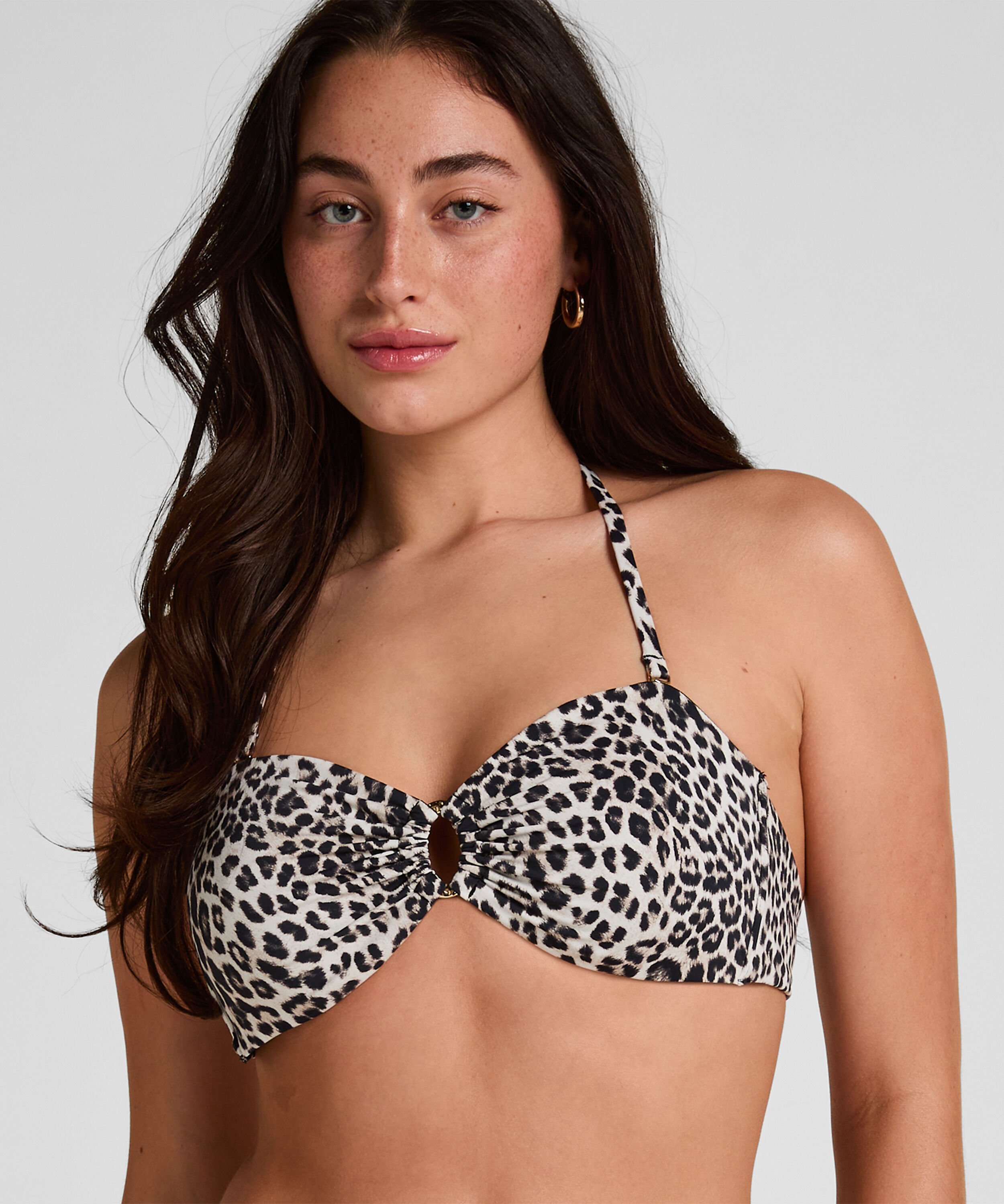 Bandeau Bikini Top Leopard, Schwarz Bandeau Bikini Top Leopard, Schwarz