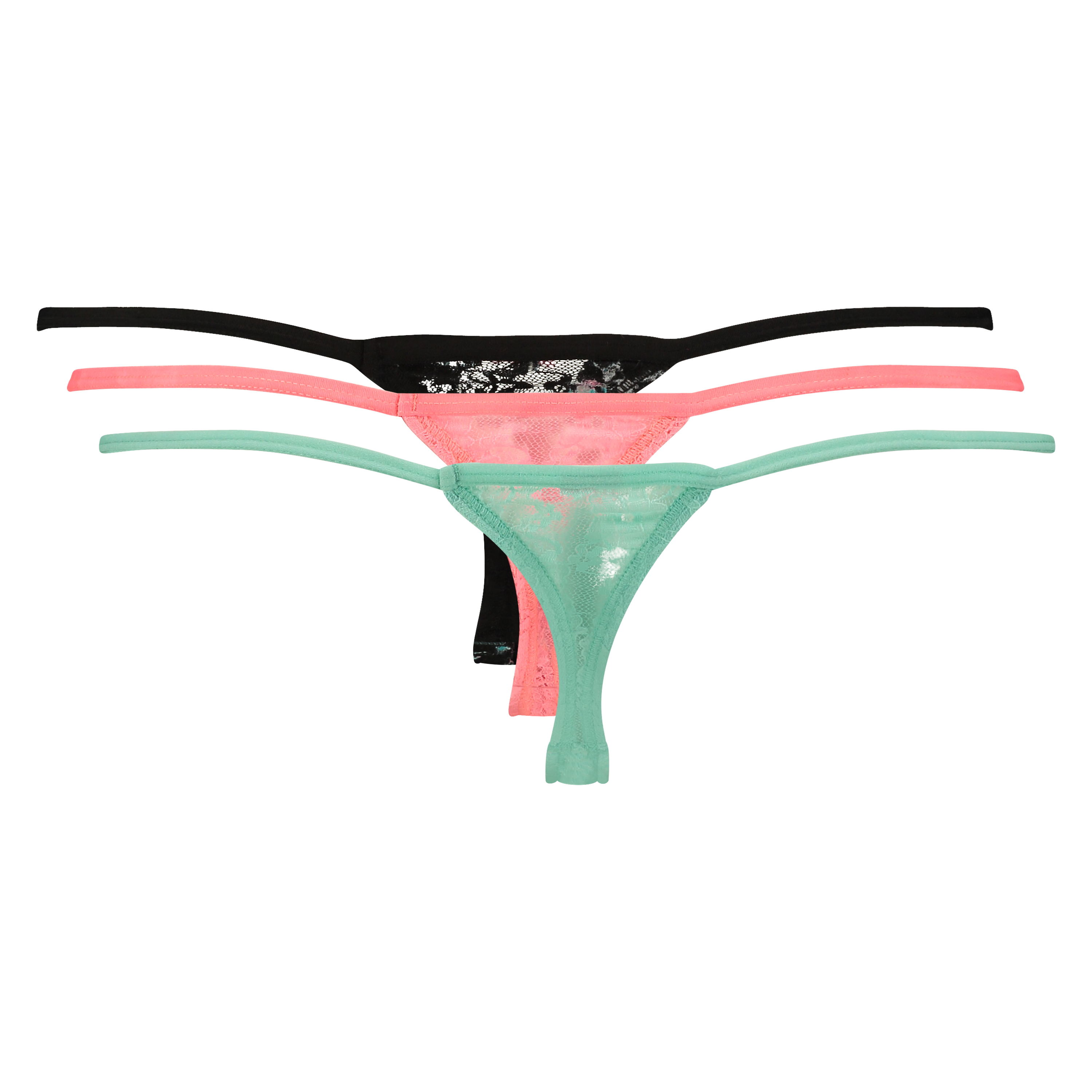 3-pack tangas lace, Blau, main