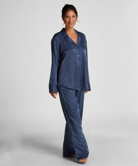 Veste à manches longues Satin Ayla, Bleu