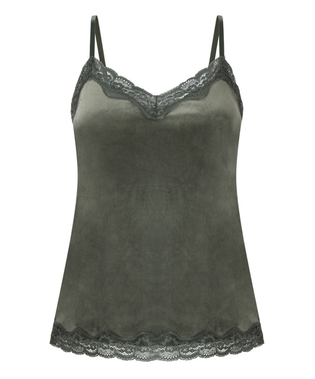 Cami Top Velours Lace, Grün