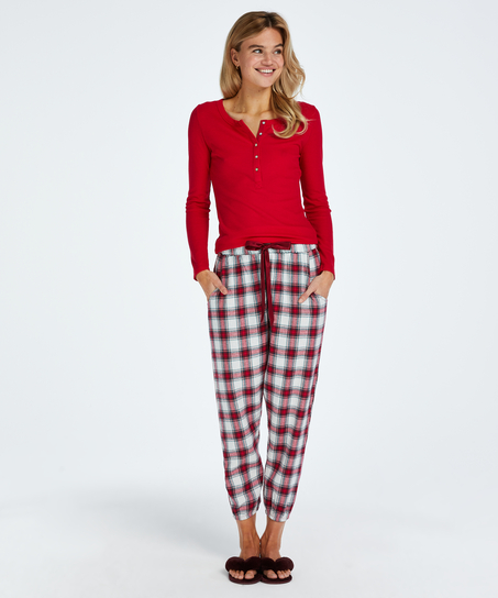 Petite Pyjamahose Twill Check, Rot