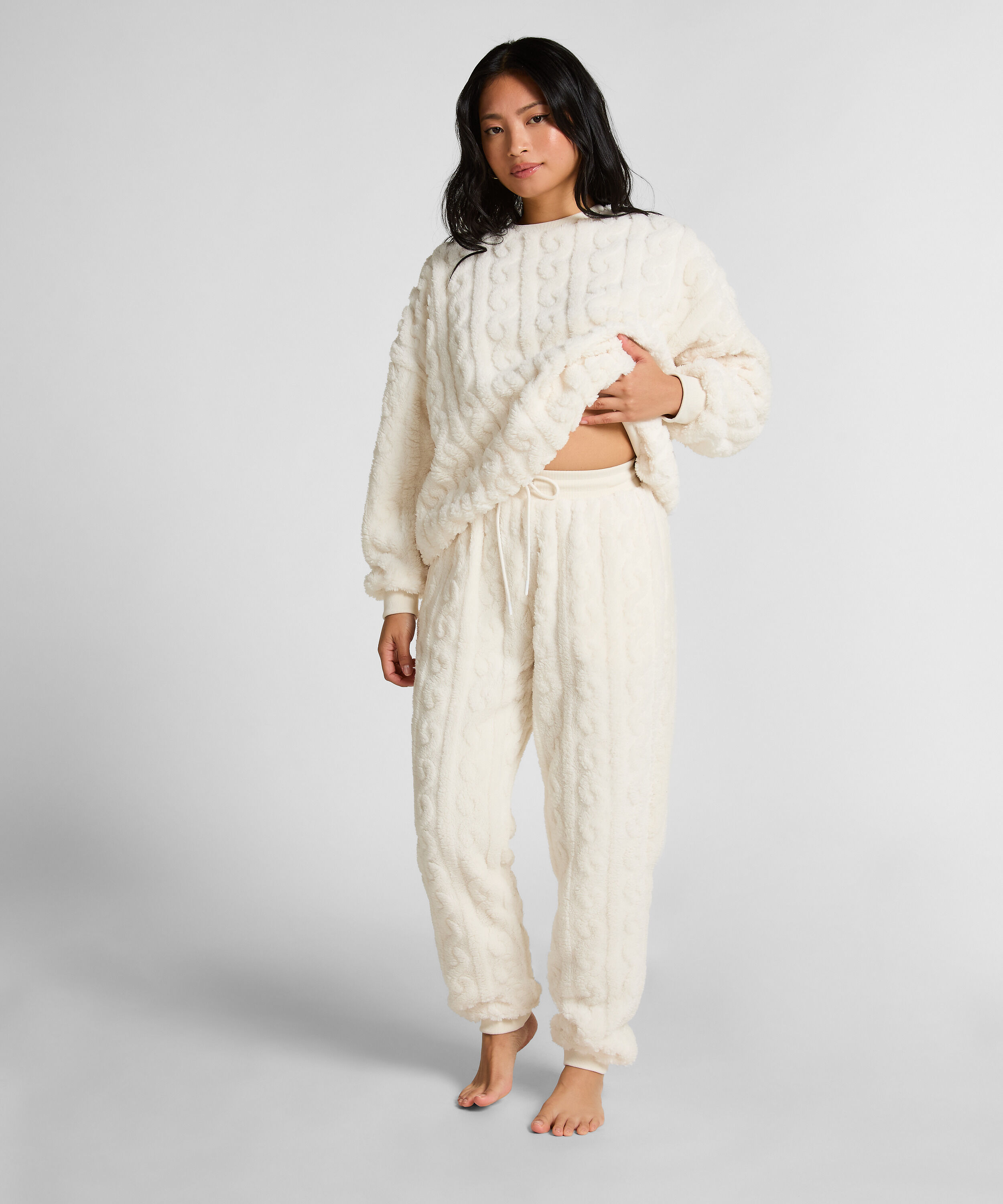 Jogger Cable Fleece, Weiß Jogger Cable Fleece, Weiß