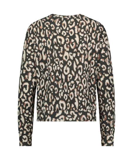 Langarm-Pyjamatop Jersey, Schwarz