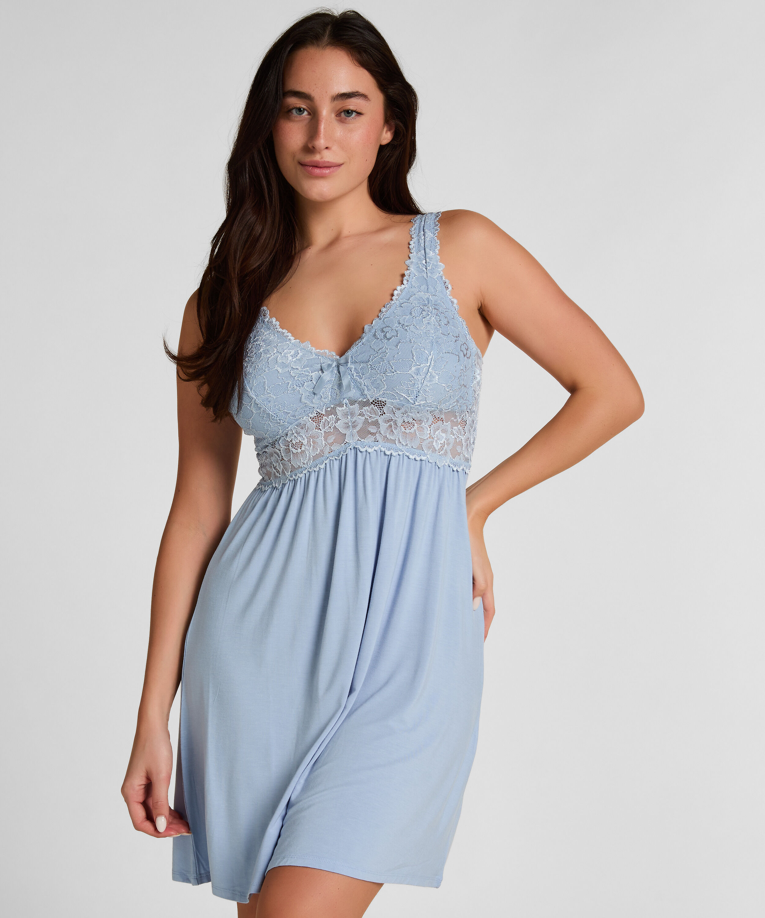 Slipdress Nora Lace, Blau