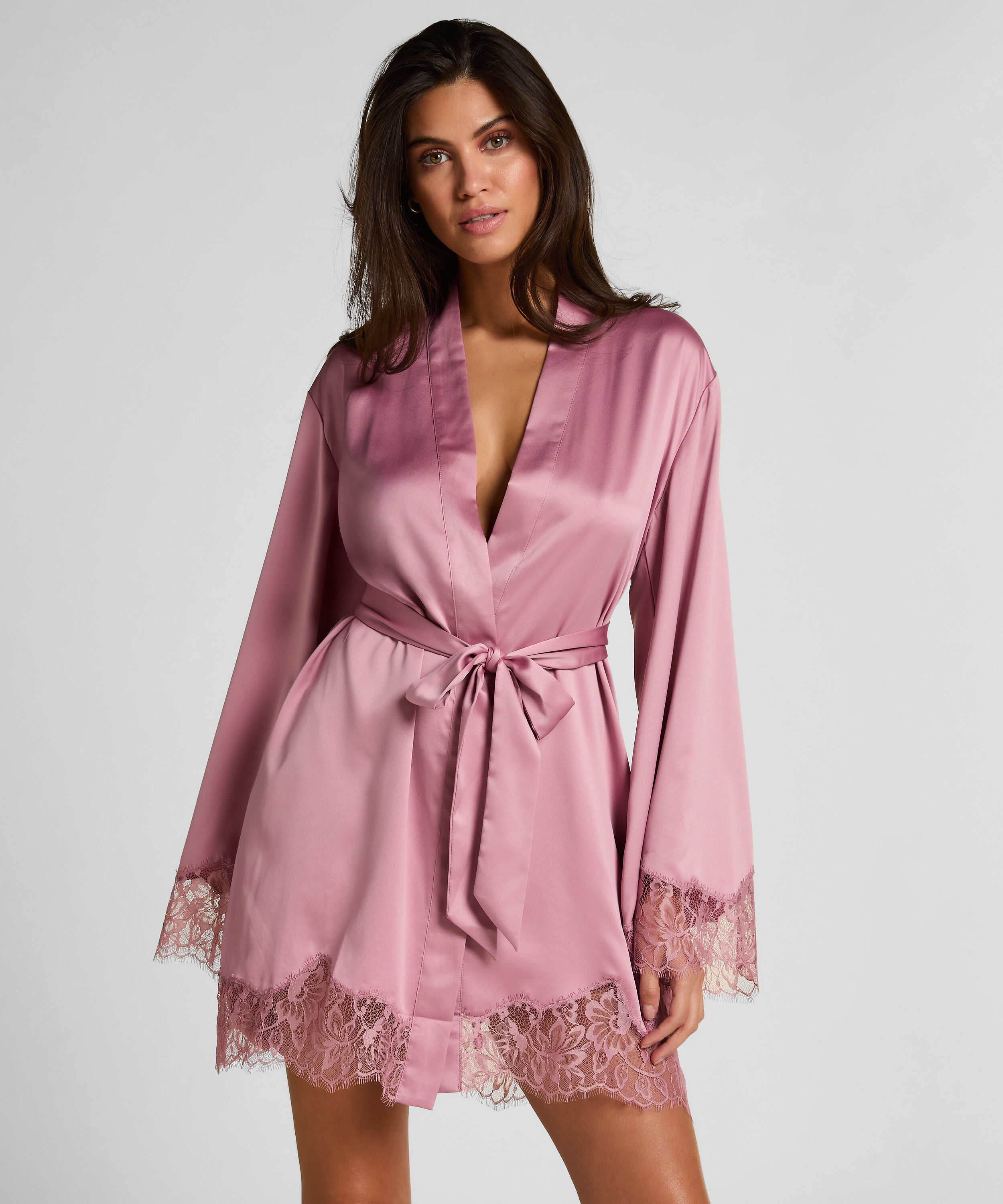 Kimono en satin Valerie, Rose Kimono en satin Valerie, Rose