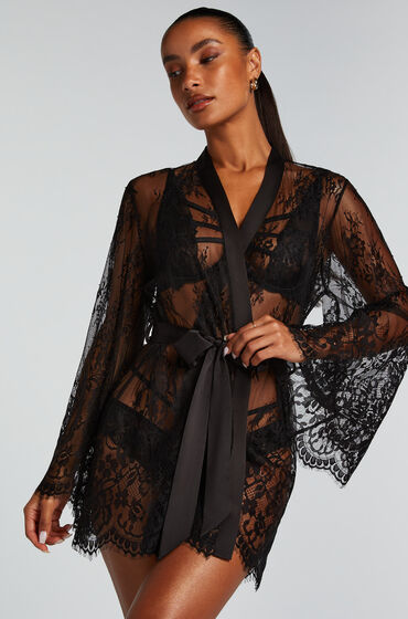 Image of Hunkemöller Kimono Lace Isabelle Schwarz