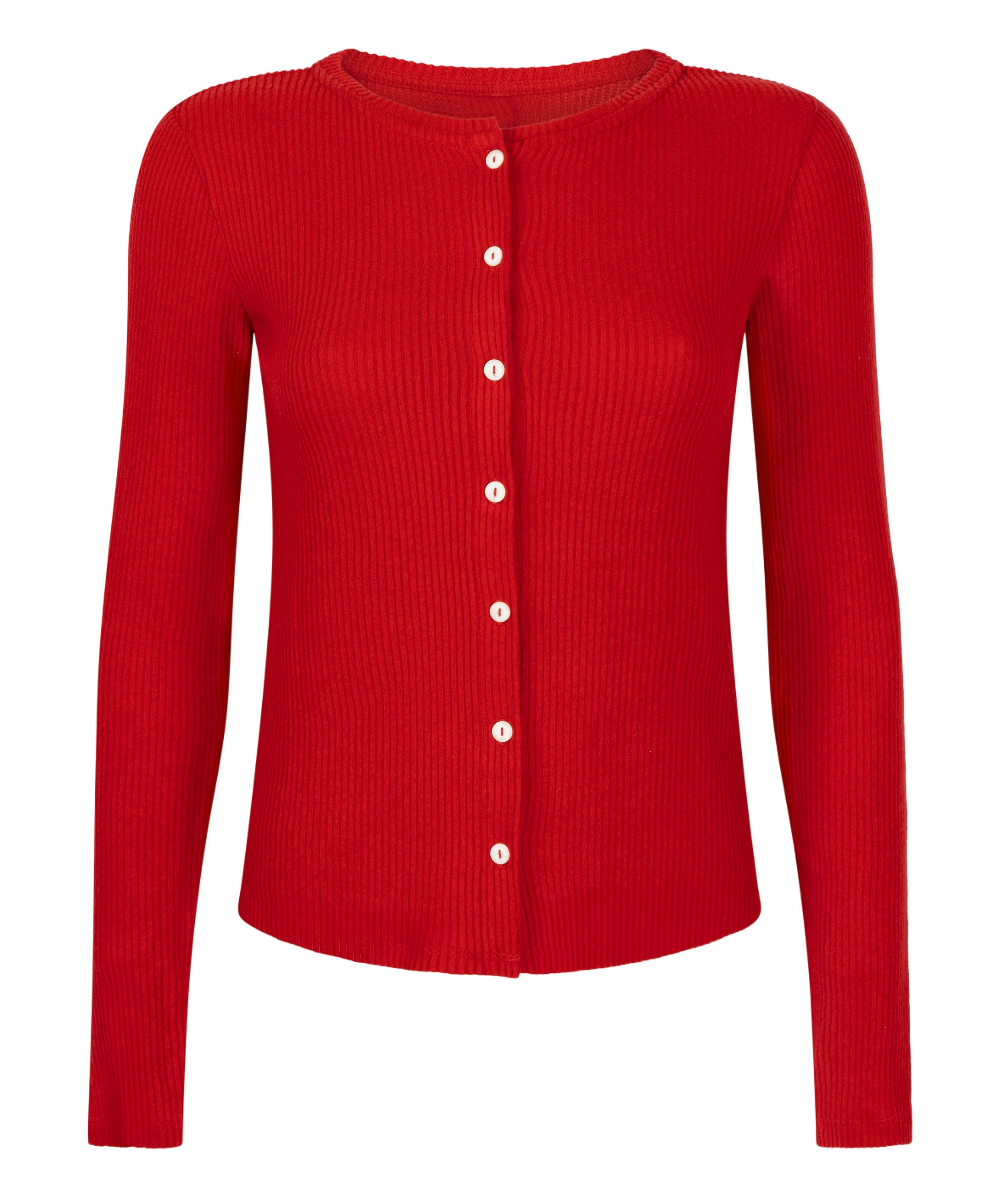 Gerippte Jersey-Strickjacke, Rot, main
