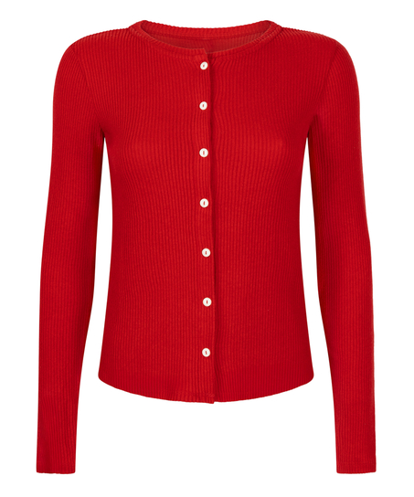 Gerippte Jersey-Strickjacke, Rot