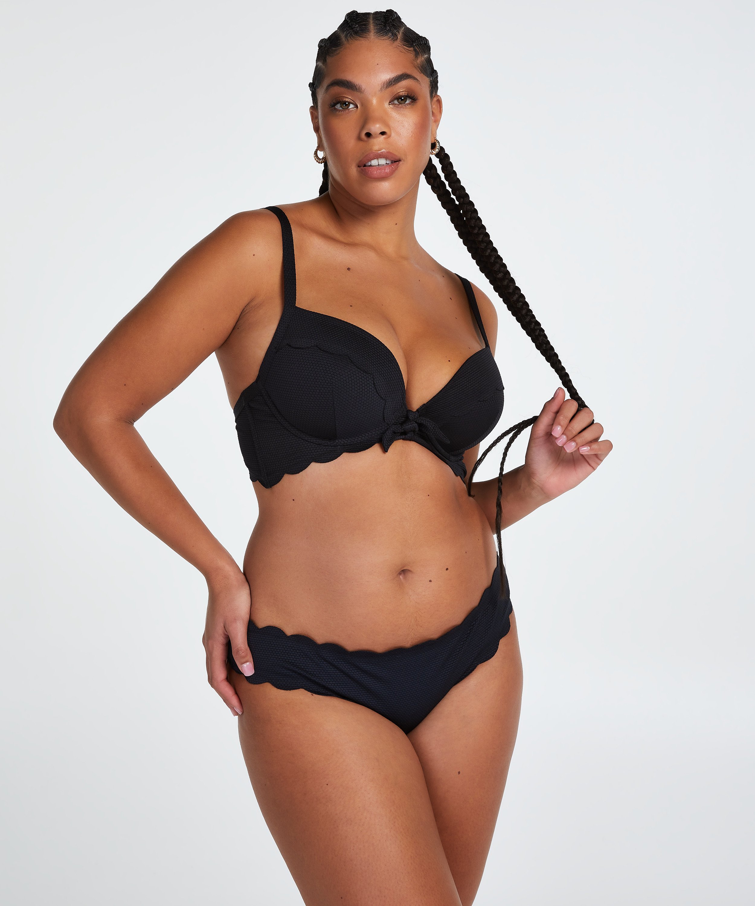 Slip de Bikini Rio Scallop, Noir, main