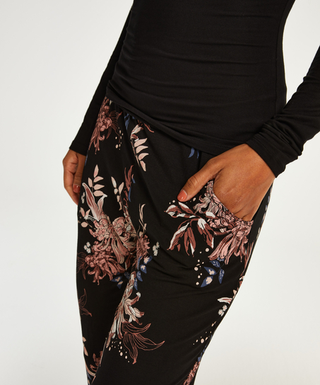 Pyjamaset mit langen Ärmeln Dahlia, Schwarz