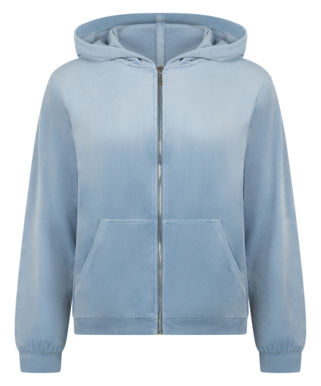 Manteau à capuche velours, Bleu
