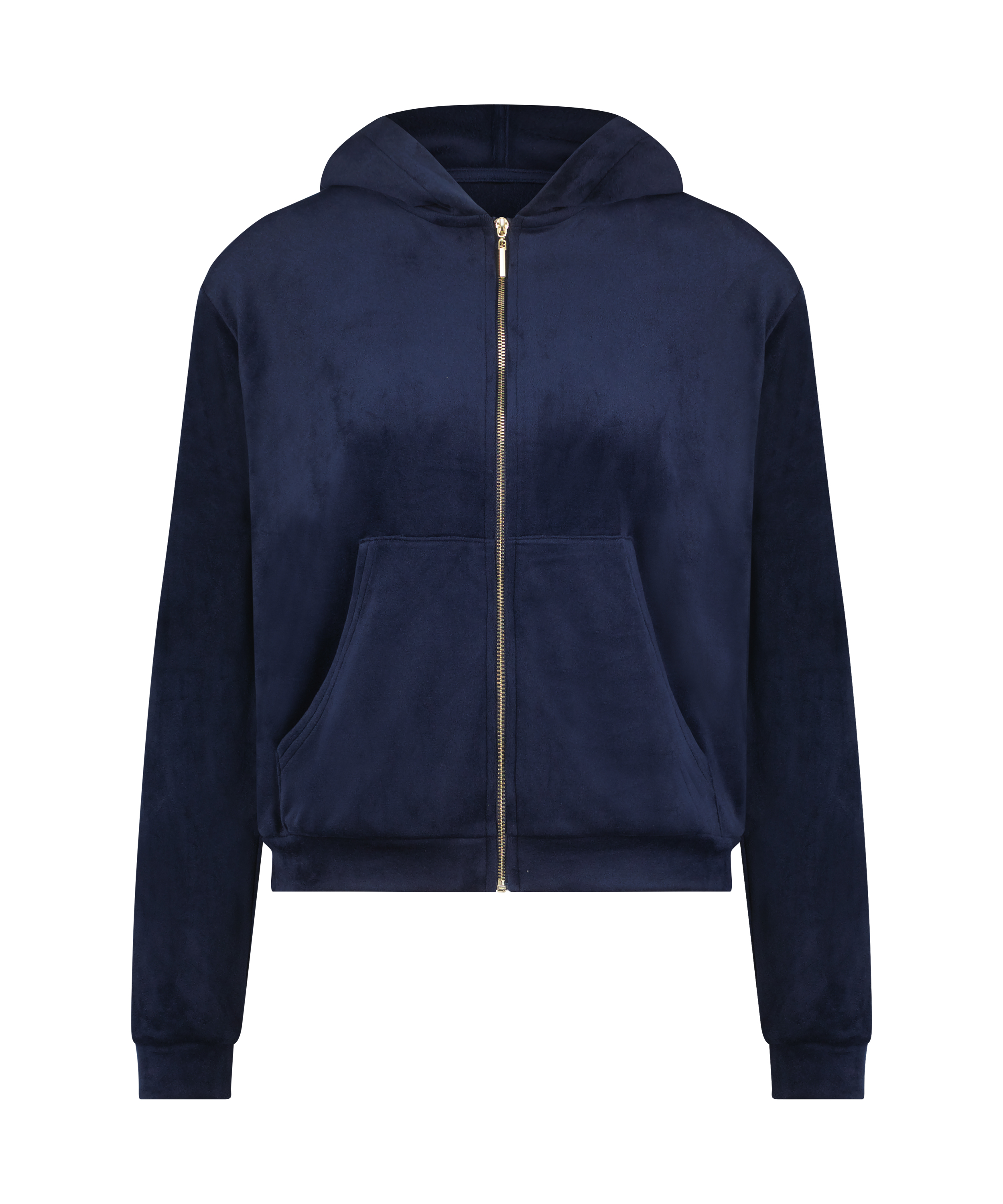 Hoodie Jacke Velours, Blau, main