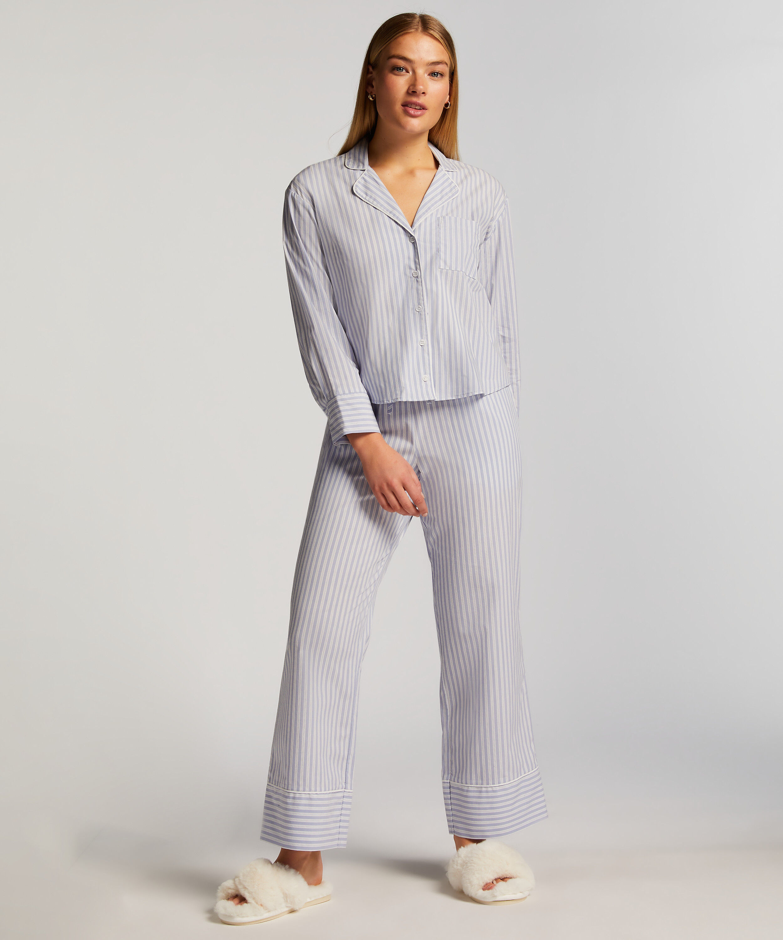 Pyjamahose Baumwolle, Blau